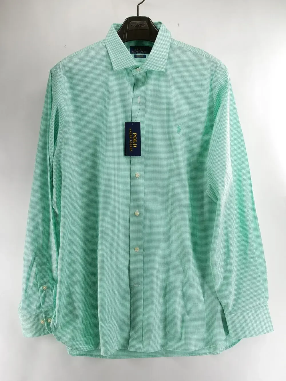 Polo Ralph Lauren NWT Men's 17 Green White Gingham Check Button Up Shirt Custom